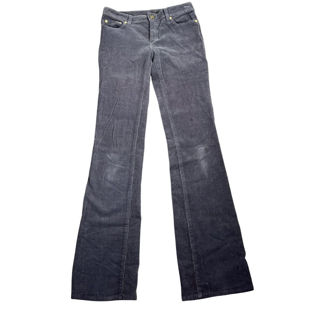 TORY BURCH Classic Tory Boot Cut Corduroy Pants in Gray Sz 26 EUC